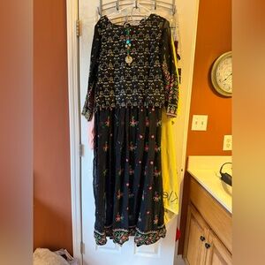 Pakistani Black Floral Embroidered Dress